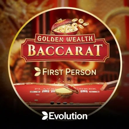 First Person Golden Wealth Baccarat slot logo by Evolution at Melbet Casino